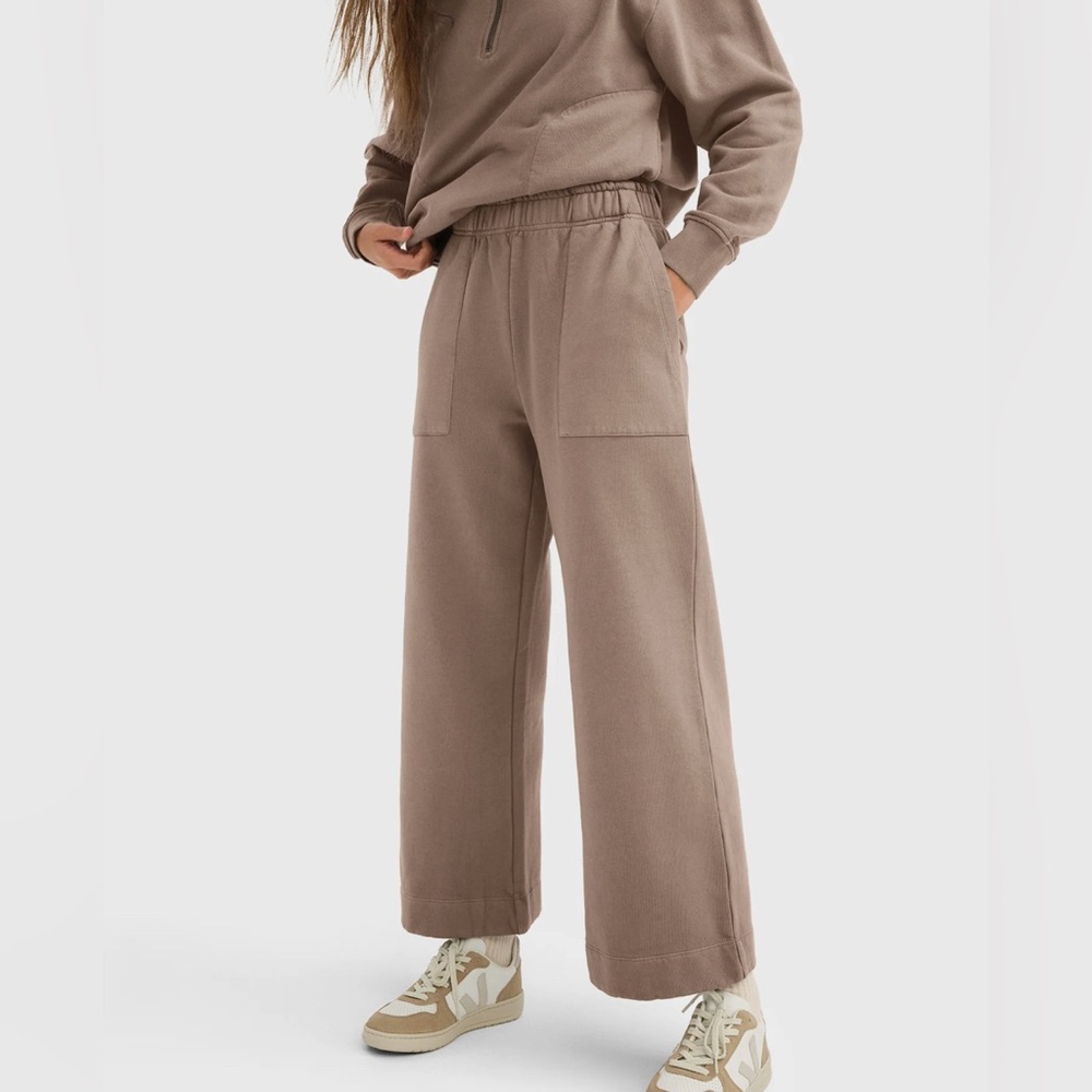 MATE the Label Organic Fleece Wide Leg Sweatpants | NWOT | Medium | Mushroom